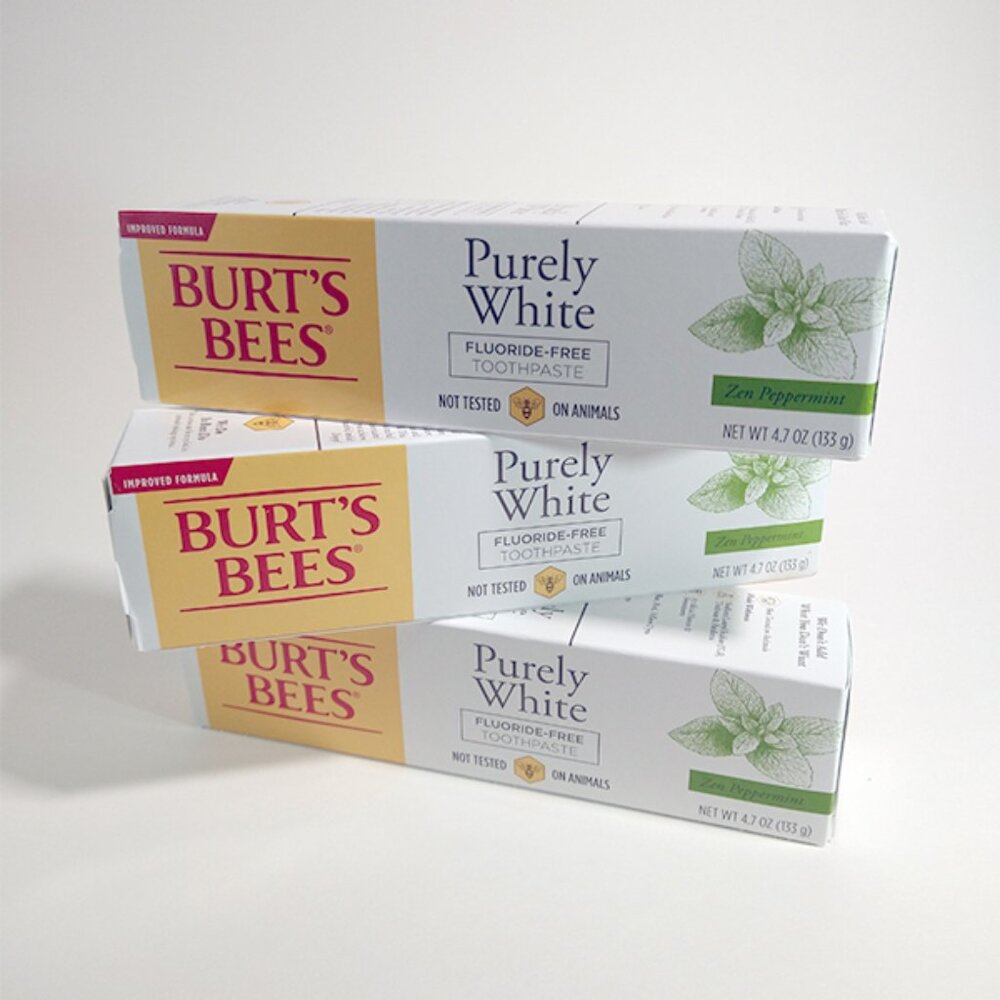 3 Burt's Bees Purely White Zen Peppermint Toothpaste Fluoride Free 4.7 Oz Dental